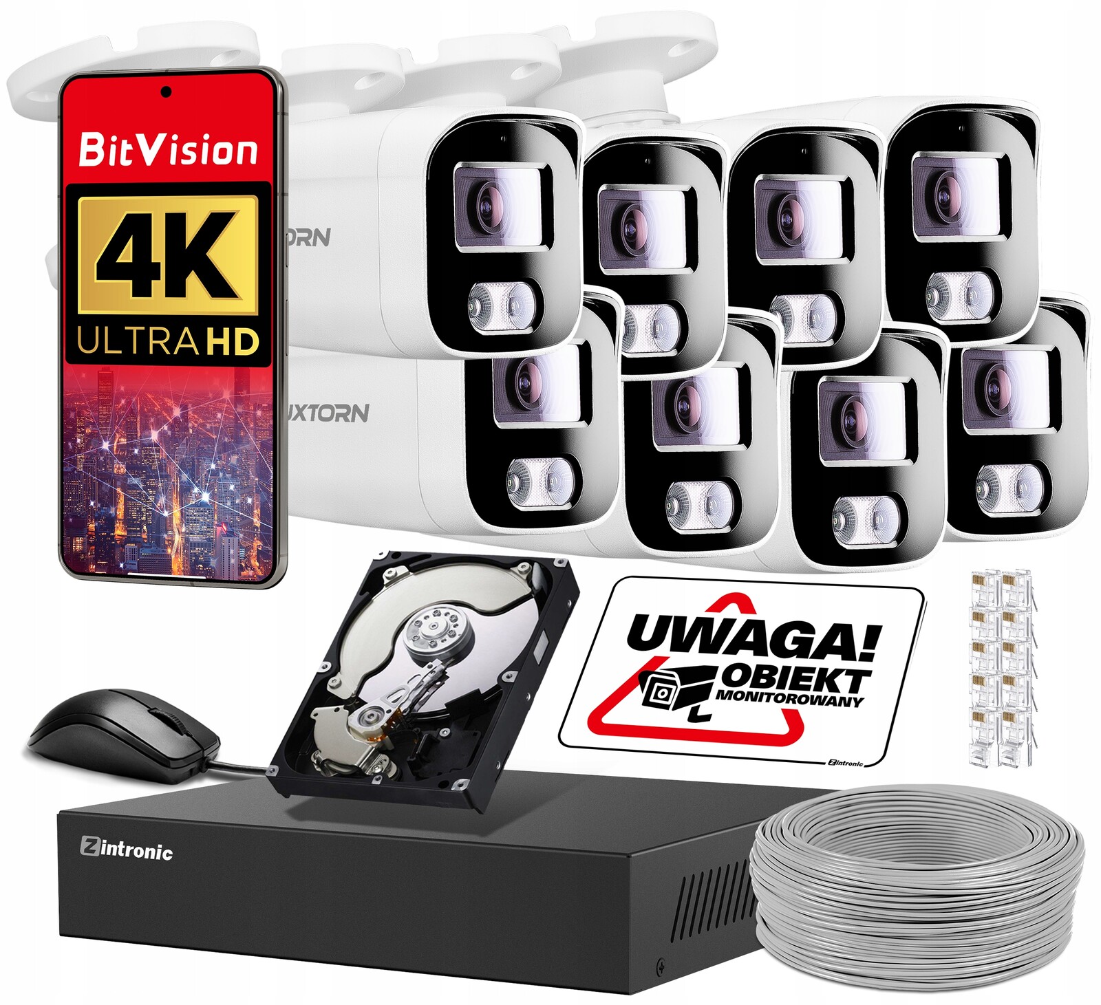 Ip monitorovací sada Poe 8MP 8PoE B8 Ultimate 8 kamer ZOOMx5 60M Ir