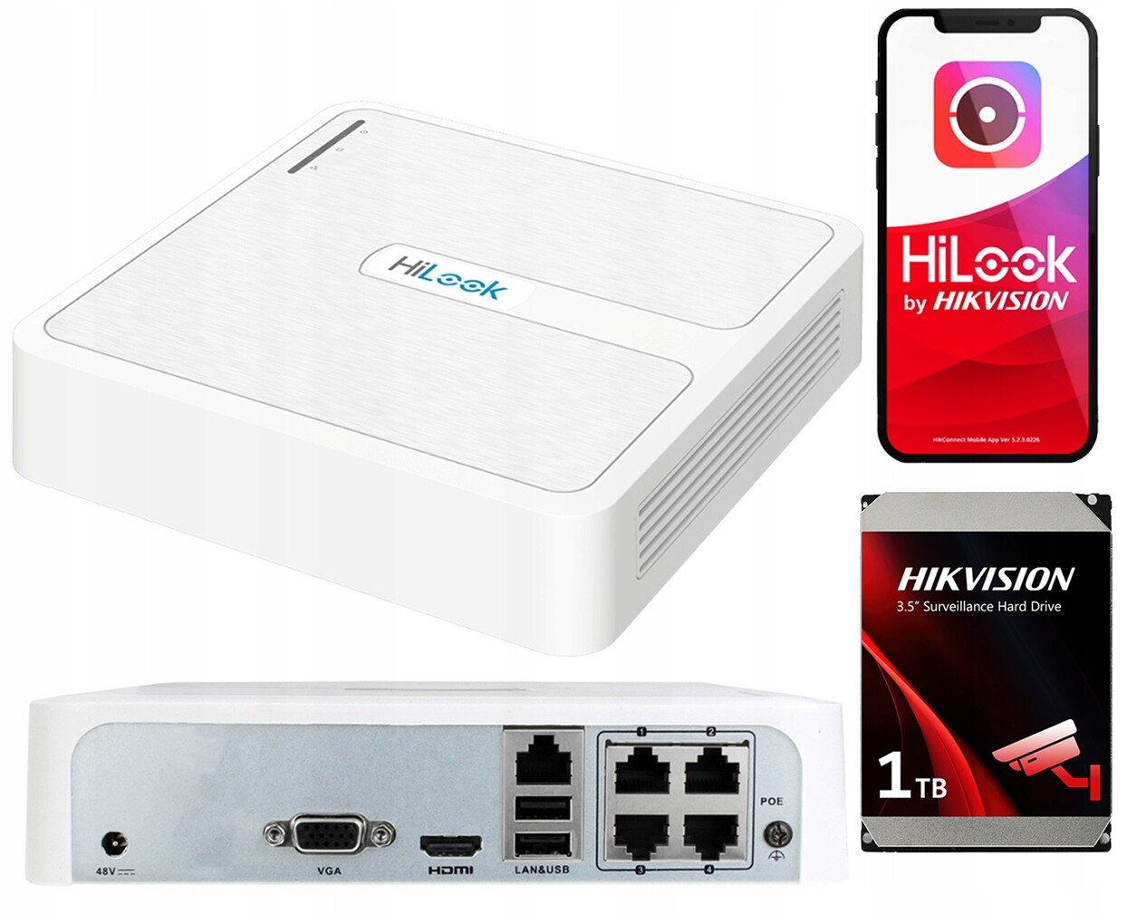 Ip rekordér NVR-4CH-H/4P 4x PoE do 6Mpx 1TB Disk Hilook Hikvision