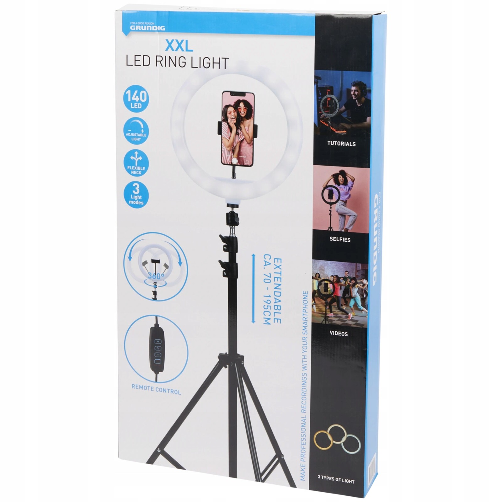 Velká Výkonná Prstencová Lampa XXL 3 Režimy Otočný Stativ Vysoká Kvalita