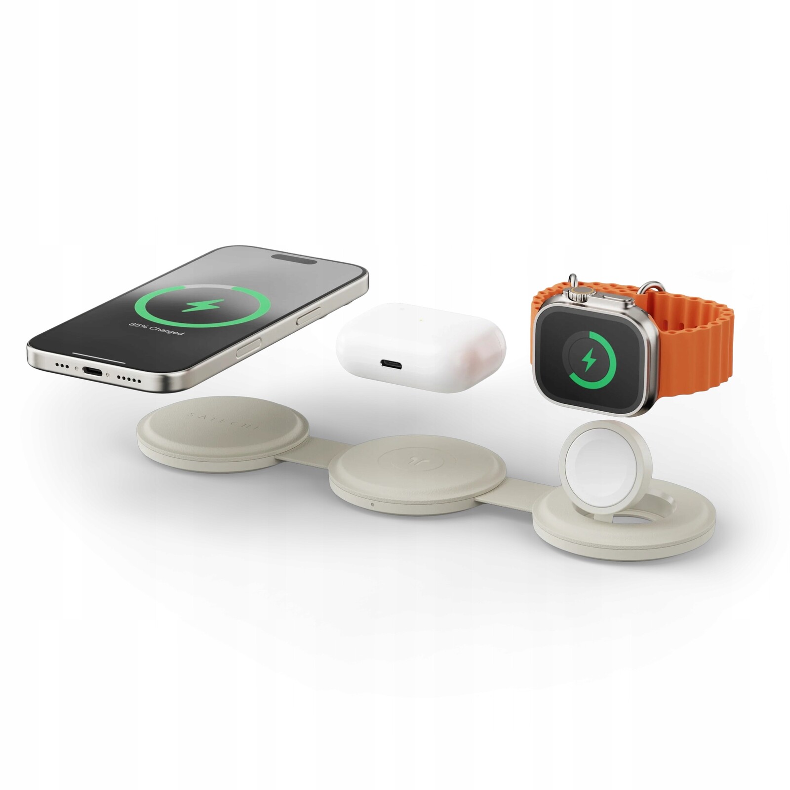 Bezdrátová cestovní indukční nabíječka 3v1 Magsafe Satechi OntheGo