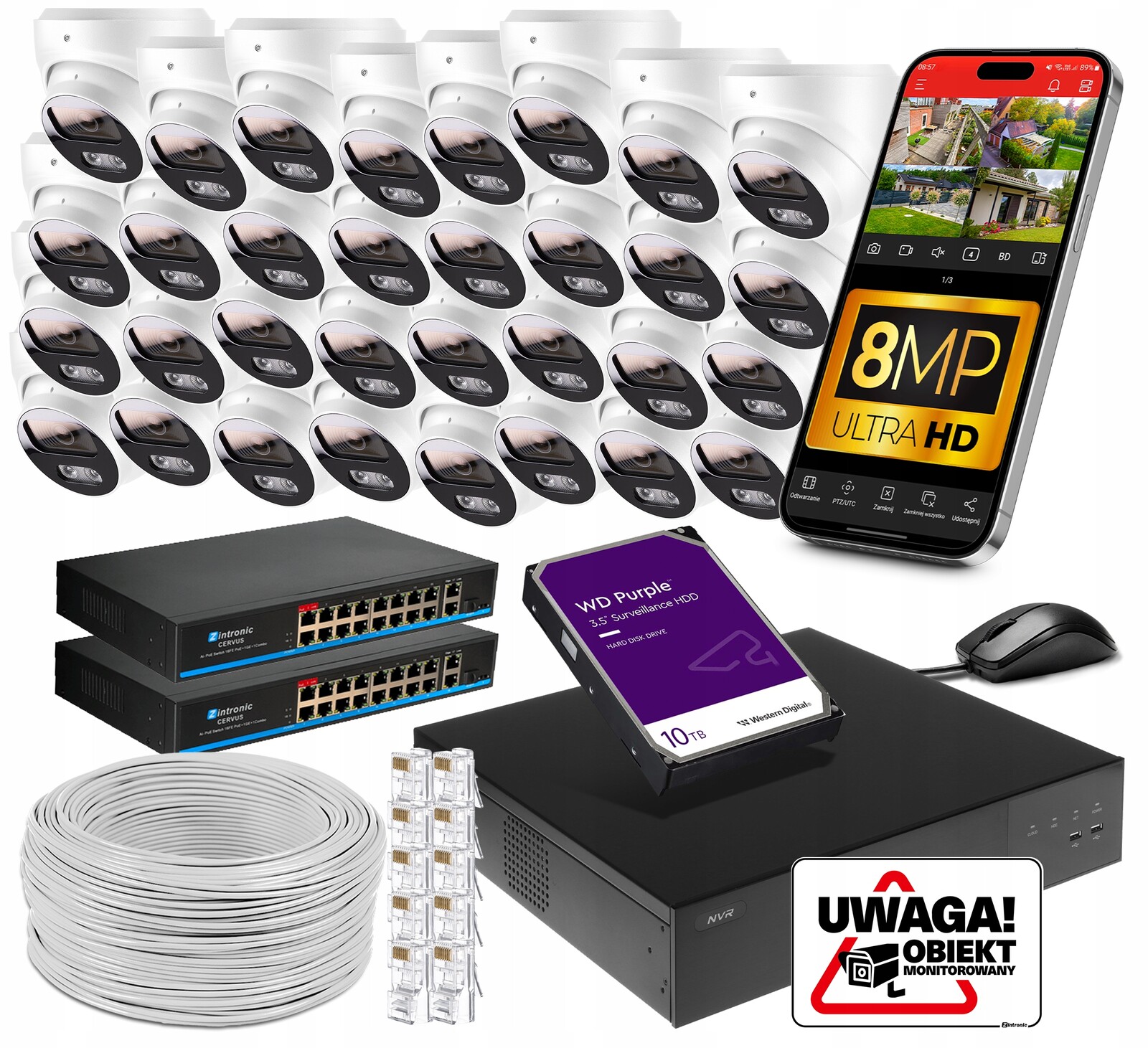 Sada monitorování Ip Poe 32 Kamery 8MPx D8 Ultimate 2xSwitch