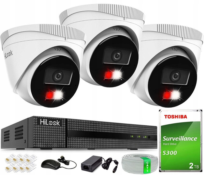 Sada pro monitorování 3 kamer 4MPx PoE IPC-T240HA-LU pro rozšíření disku 2TB