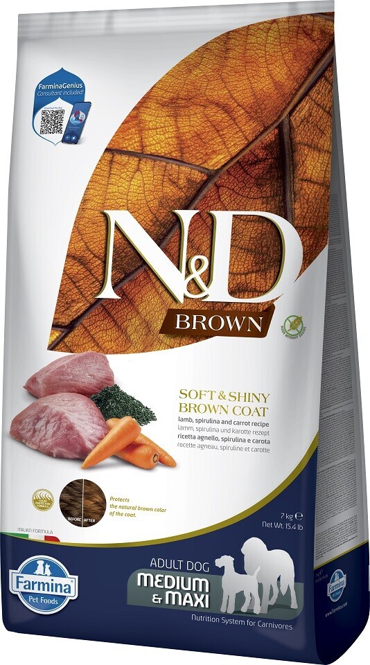 Farmina N&D Dog Brown Adult Medium & Maxi s jehněčím, mrkví a spirulinou - 7 kg