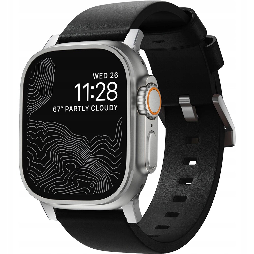 Klasický kožený řemínek pro Apple Watch 49/46/45/44 mm Nomad, elegantní ocel