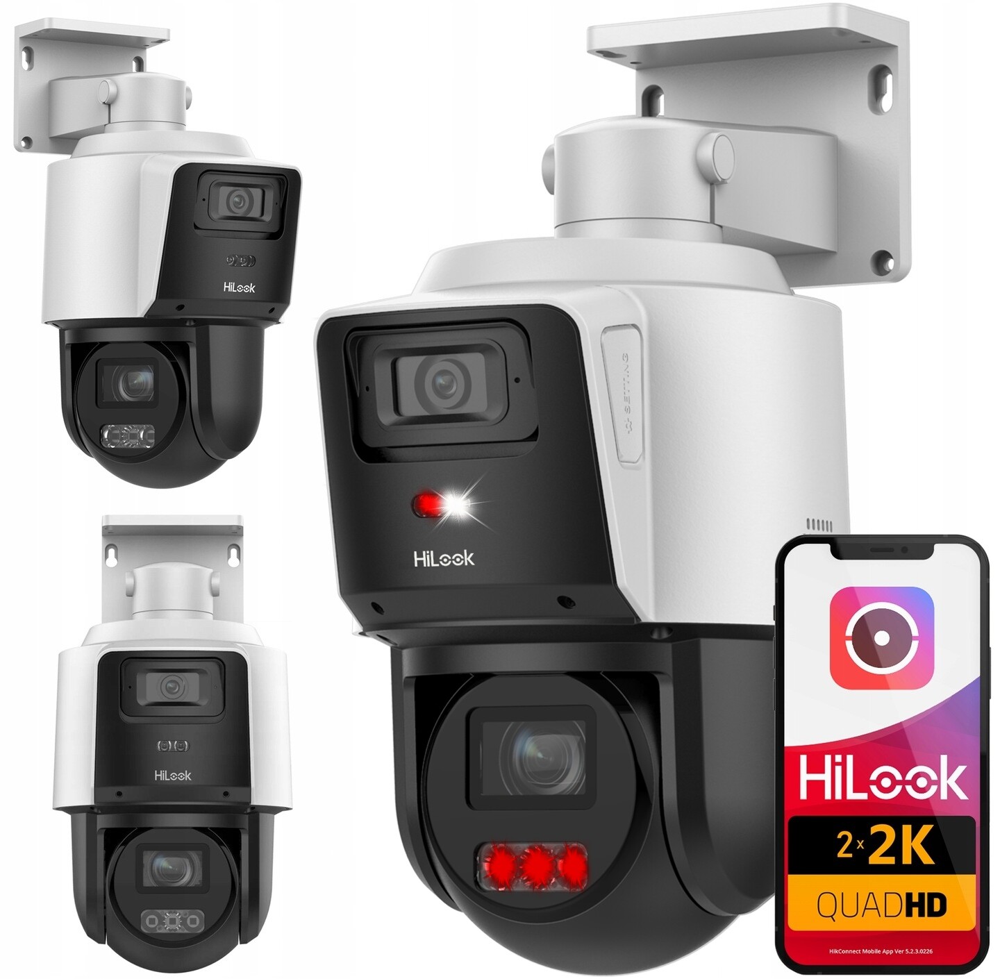 Otočná Ip kamera TandemVu 2x 4MPx Audio Detekce Ai HiLook od společnosti Hikvision