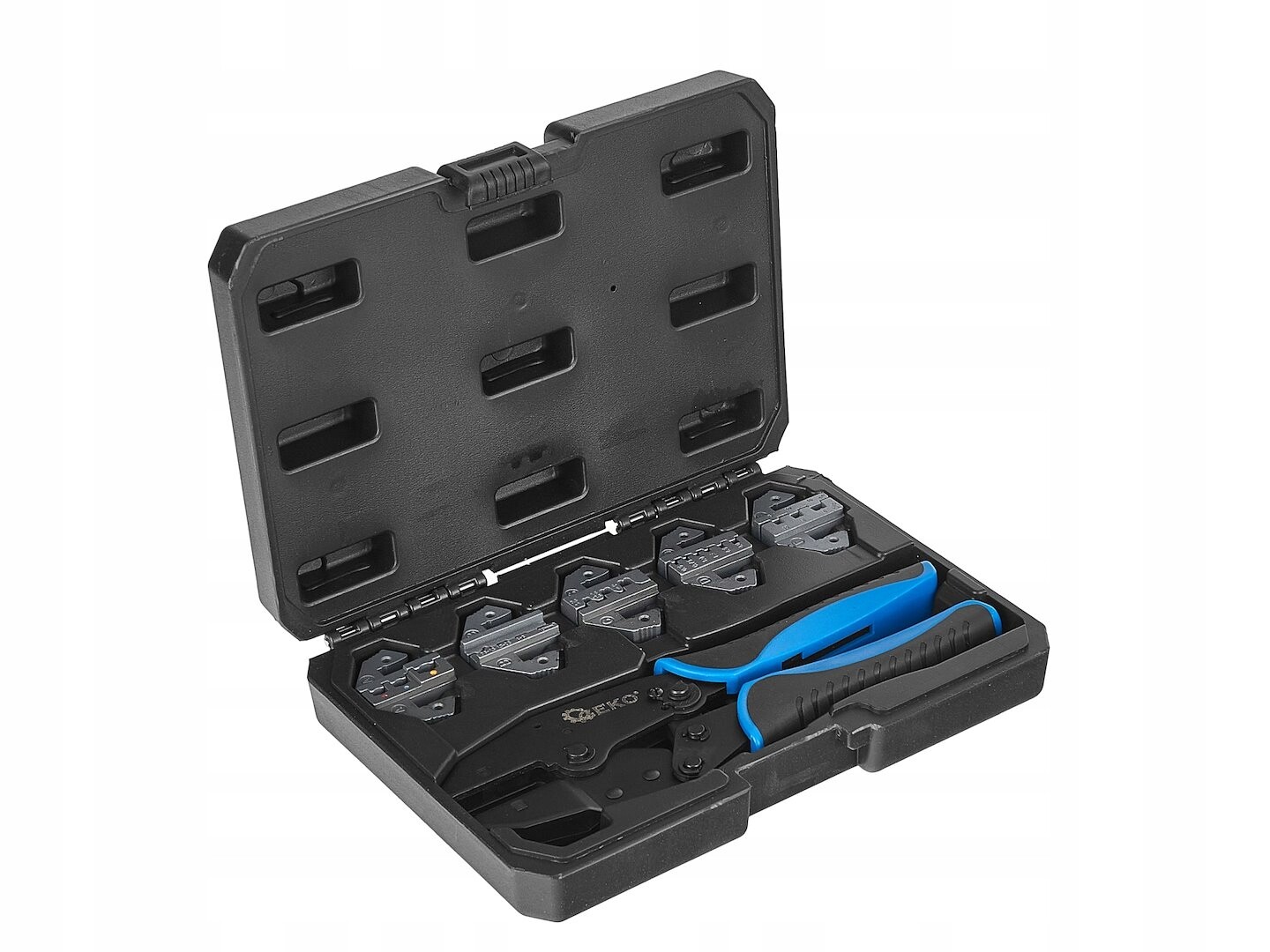 Svorka na koncovky konektorů kabelů, sada matric v kufru Geko