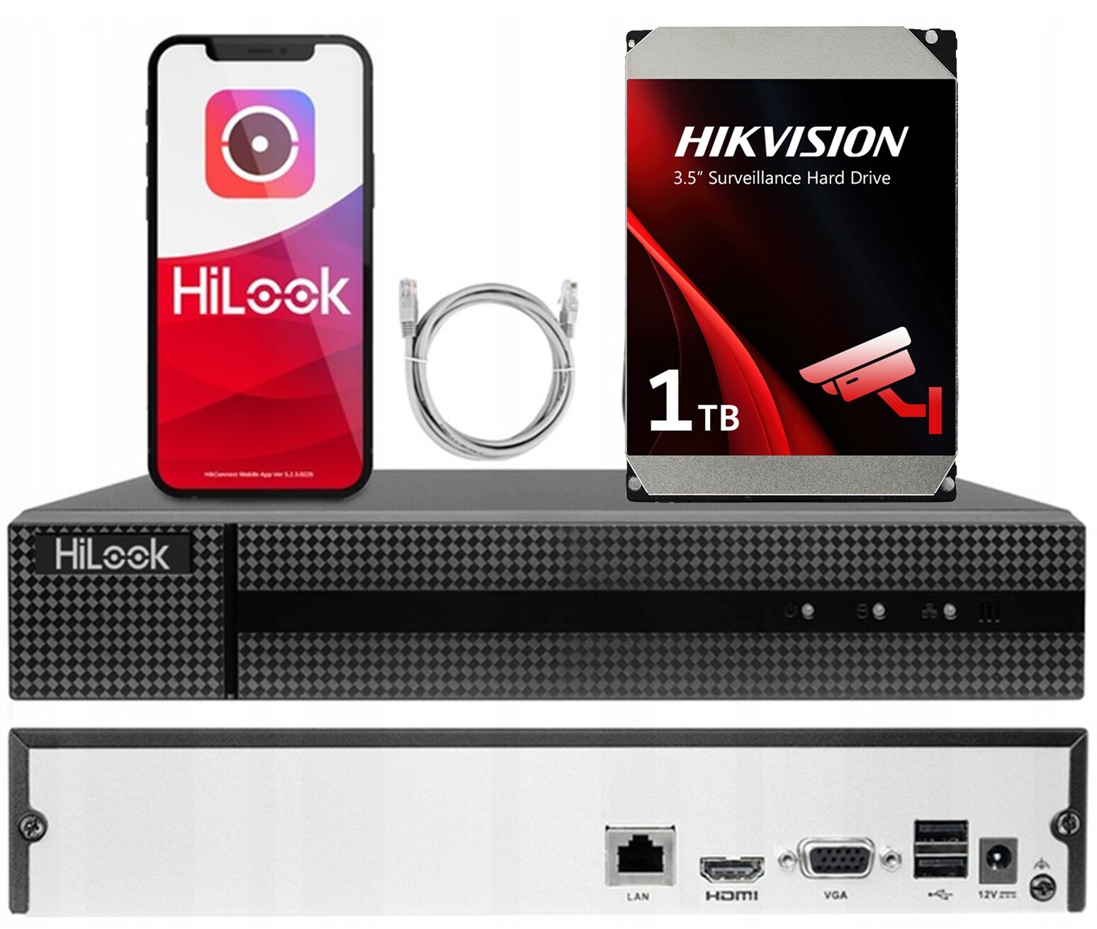 Ip rekordér pro kamery Hikvision/ HiLook 6Mpx NVR-104MH-D 1TB Disk