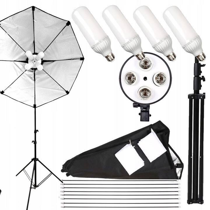 Lampa Nepřetržitého Světla Pro 4 Žárovky Softbox Octa 85 cm 4x Led 125 W Stativ
