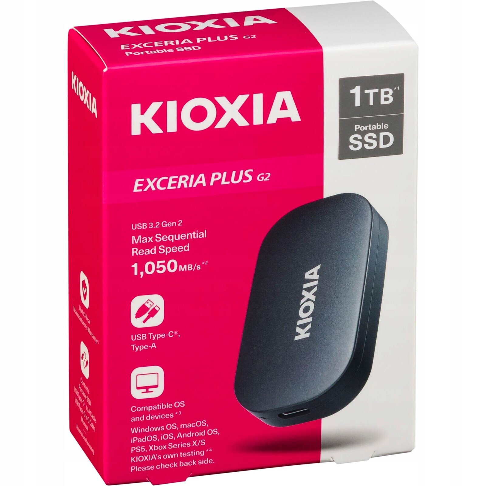 Přenosný Ssd disk Kioxia Exceria Plus G2 1000 Gb, Usb 3.2 Gen2 typu C