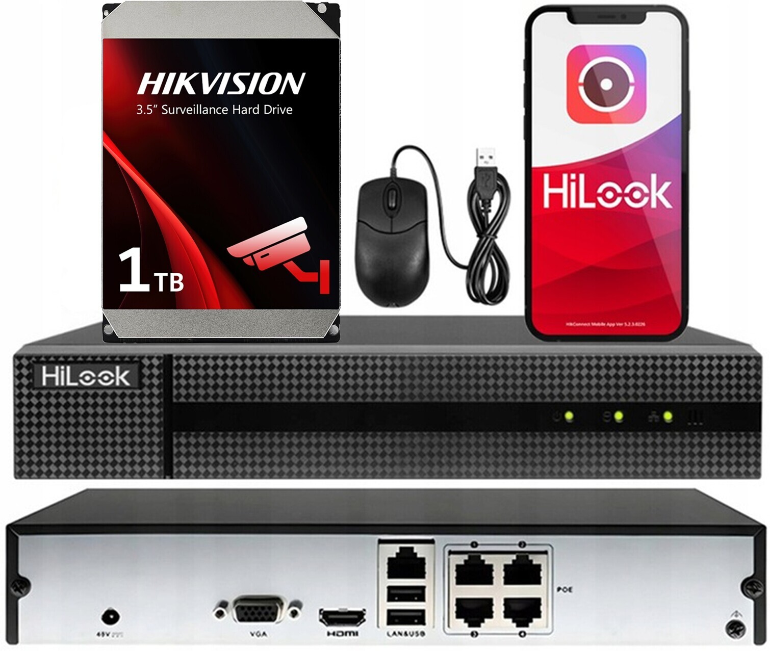 Ip rekordér 4x PoE až 4Mpx NVR-104MH-D/4P 1TB Disk Hilook Hikvision