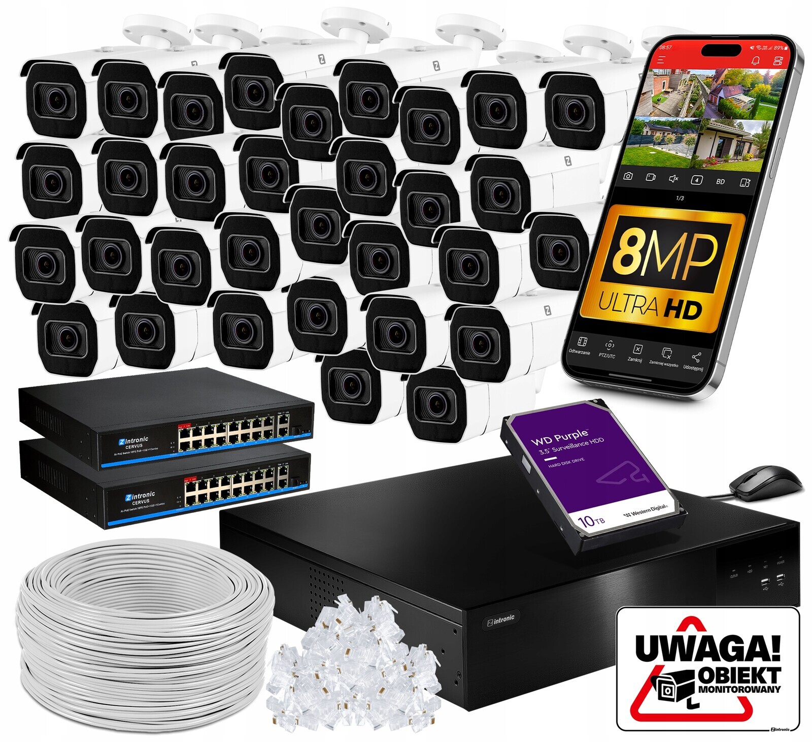 Ip monitorovací sada Poe 32 Kamery 8MPx B8 Ultimate 2xSwitch