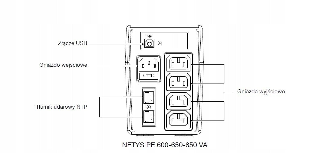 Ups Netys Pe 850VA/480W 230V/AVR/4XIEC 320,LED,