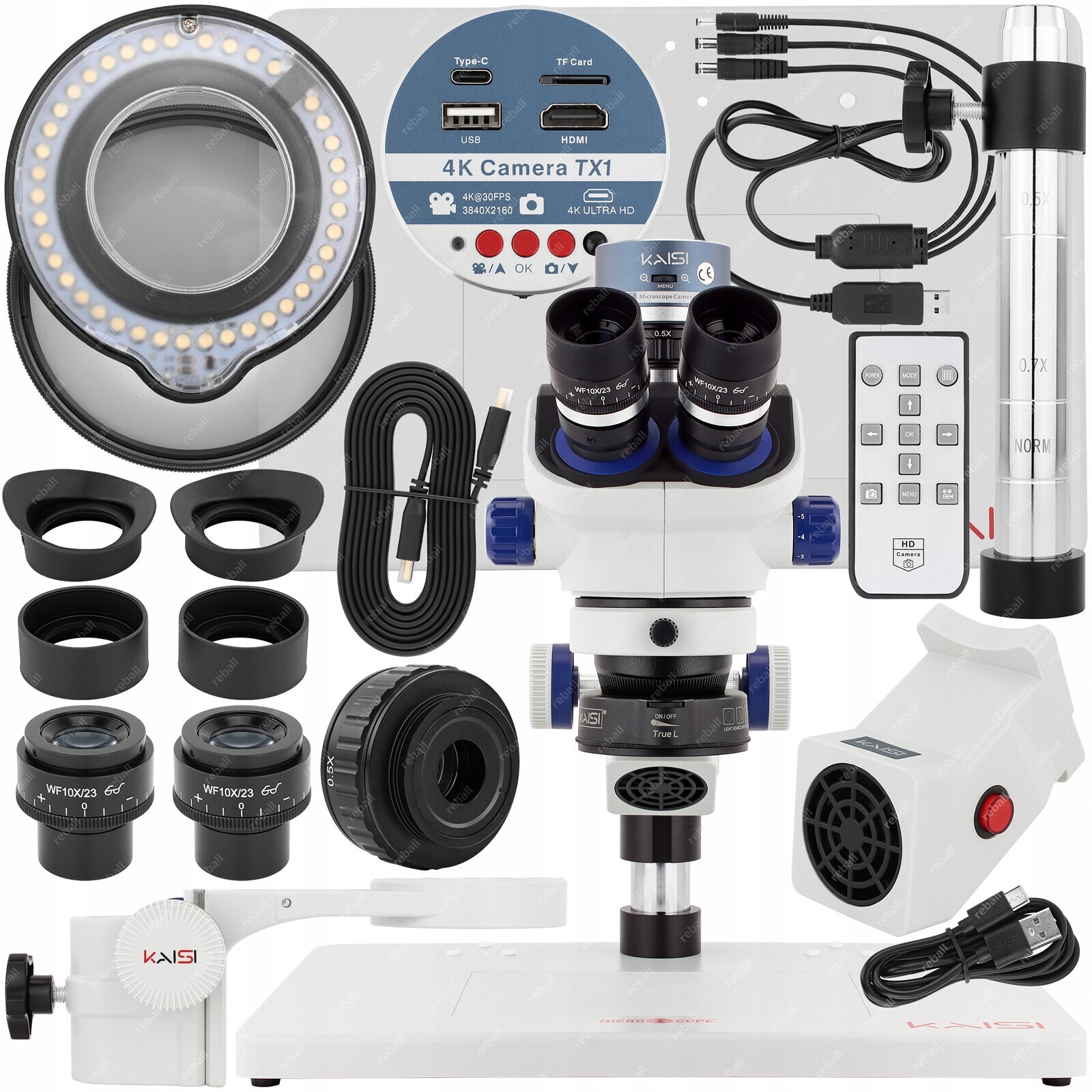 Stereoskopický Mikroskop Kaisi TX-350E Osvětlení 40x Led Kamera 4K TX1