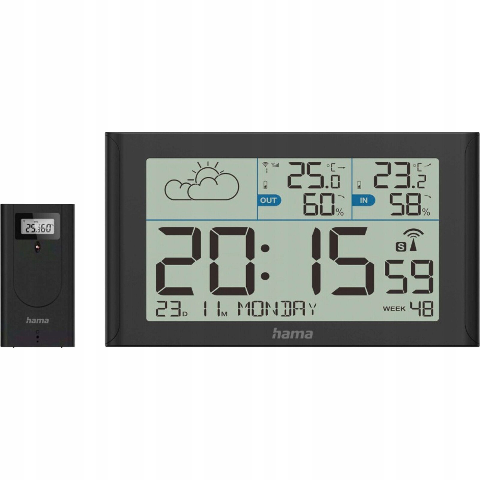Hama Wetterstation Sylt mit Außensensor, Funk schwarz 222216