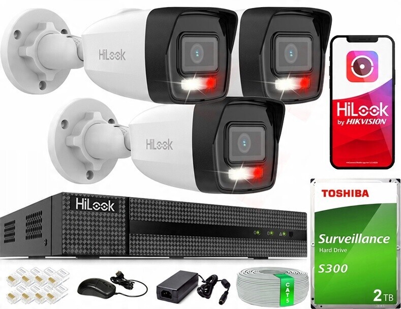 Sada pro monitorování 3 kamer 4MPx PoE IPC-B140HA-LU pro rozšíření disku 2TB