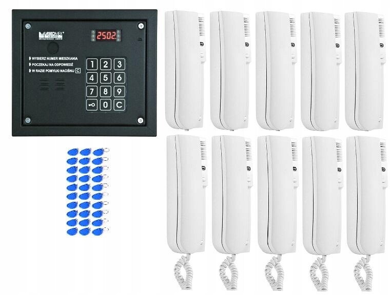 Laskomex interkomový systém, 10 nájemníků, 1 vstup, čtečka rfid.