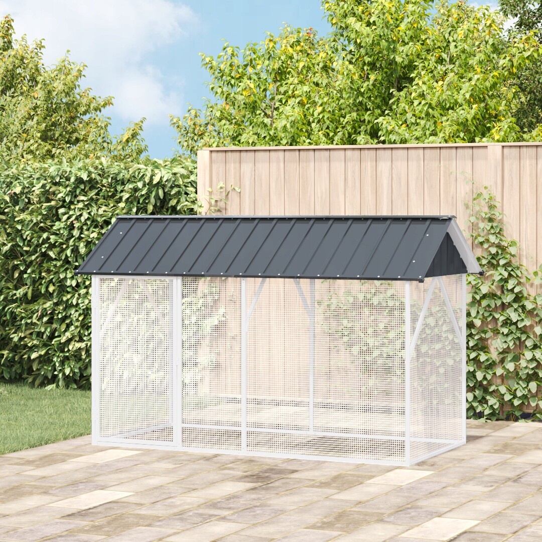 Voliéra pro ptáky Antracit 112x227x141 cm Ocel