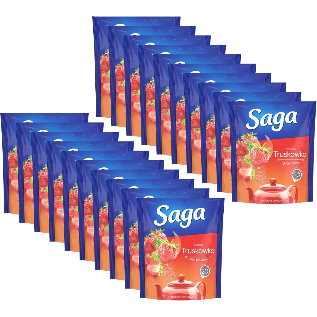 Saga Ovocný čaj s příchutí jahoda 34 g (20 sáčků) x 20 kusů