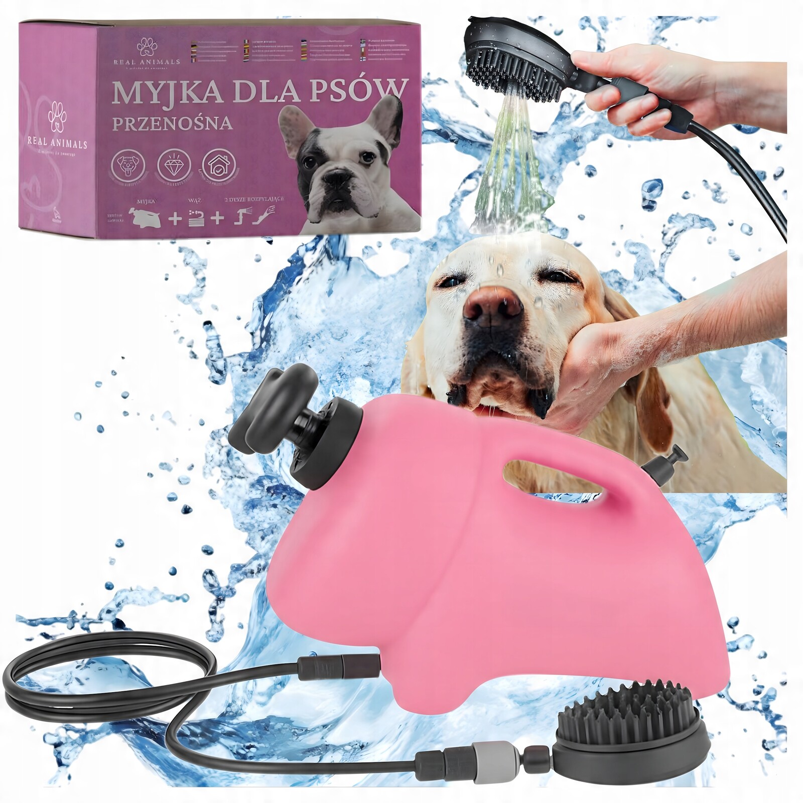 Přenosná myčka Pro Psa Kočku Zvířata Masážní Přístroj Kartáč do koupele Ruční 8 l