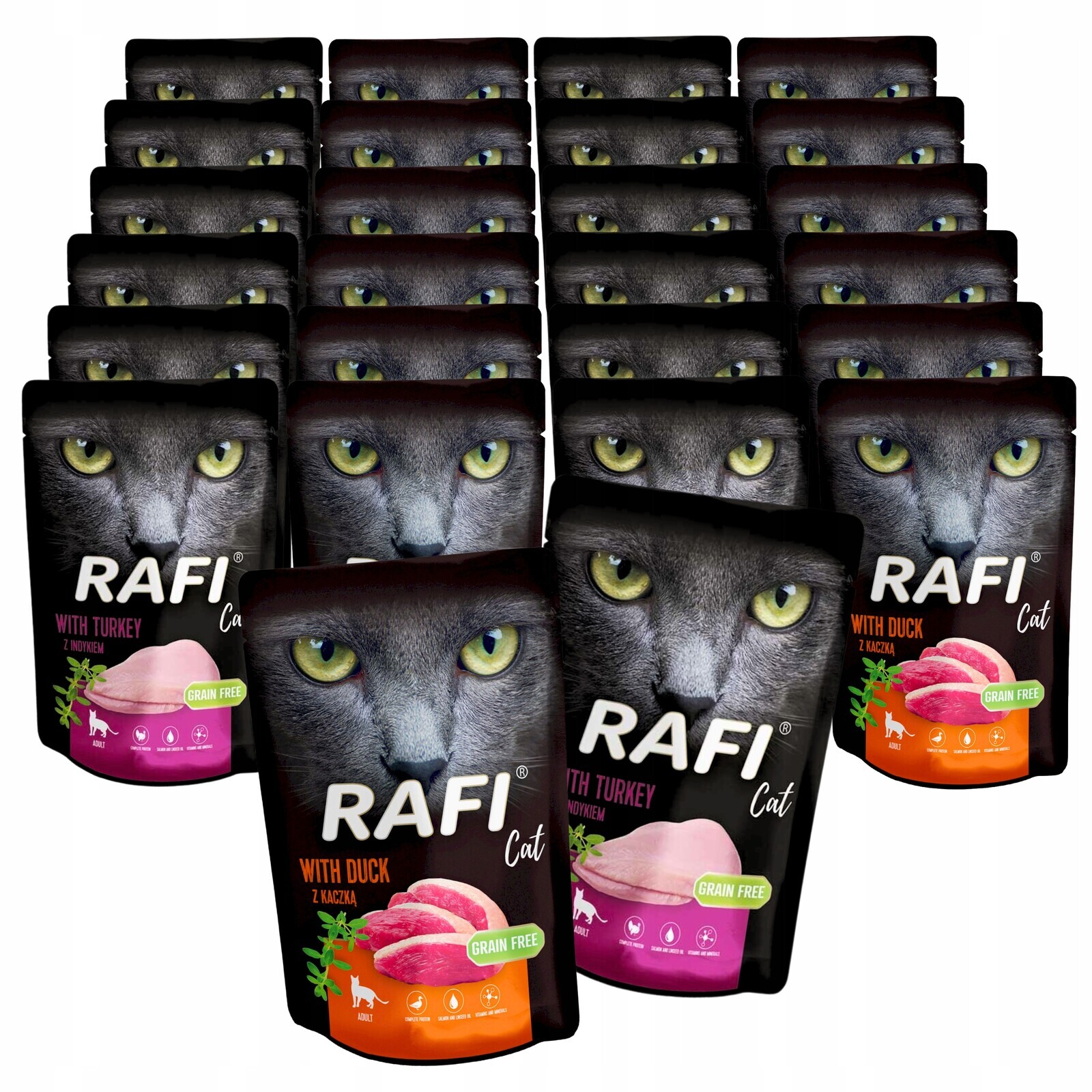 Sáčky Rafi Dolina Noteci Mokré Krmivo Pro Kočky Kachna Krůta 24X100G