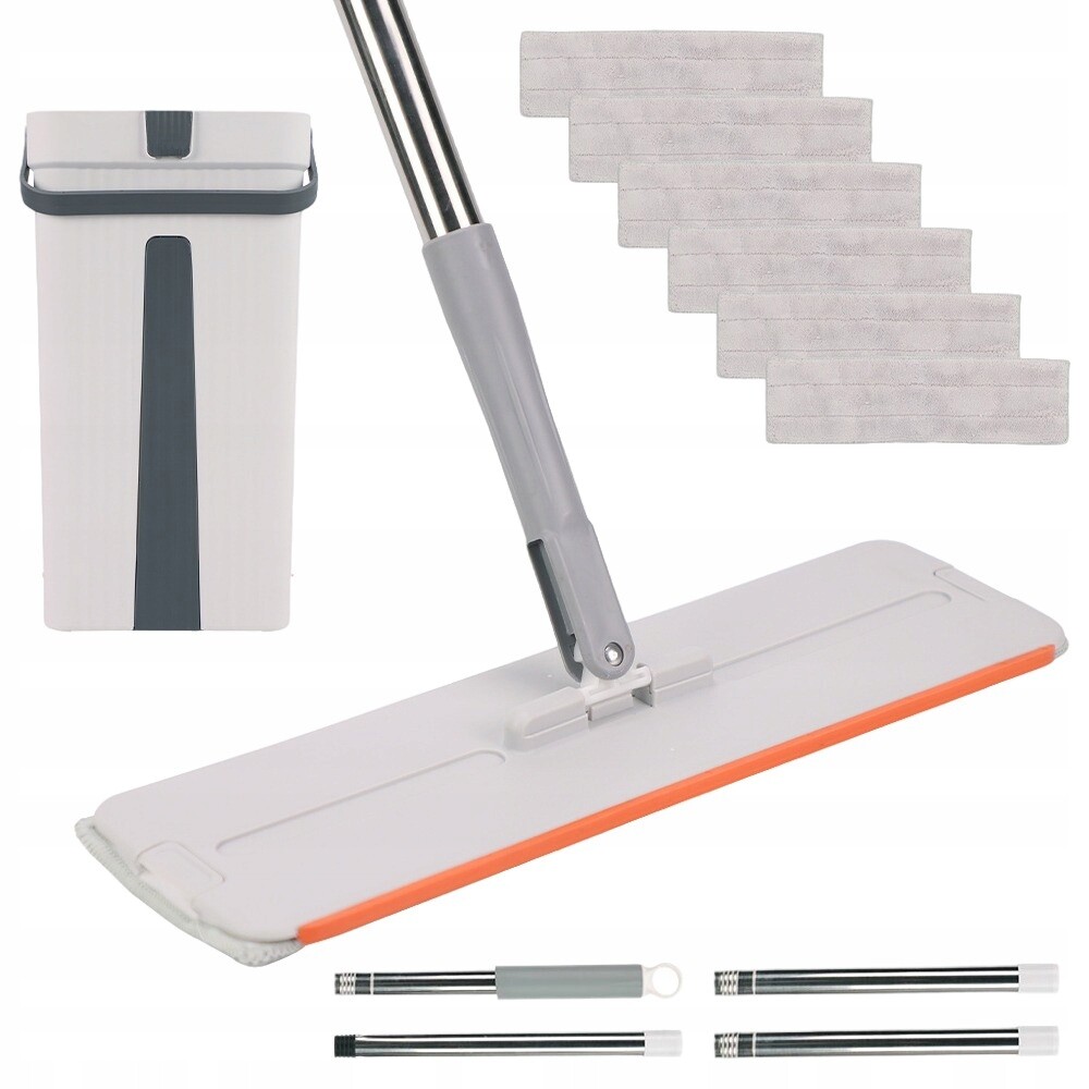 Plochý Mop Se Ždímačem S Dvoukomorovým Kbelíkem 6 Mikrovláknových Vložek