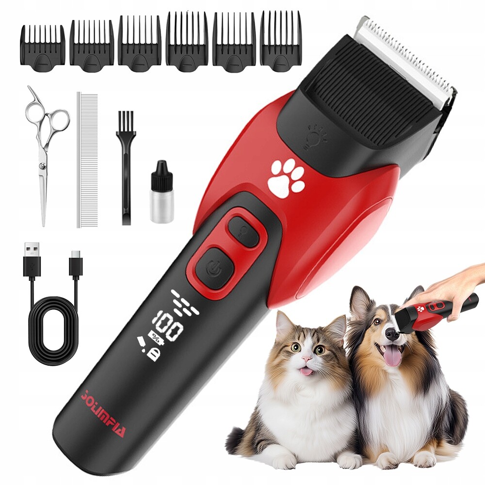 Zastřihovač pro domácí zvířata LCD Usb Tichý Kompletní sada