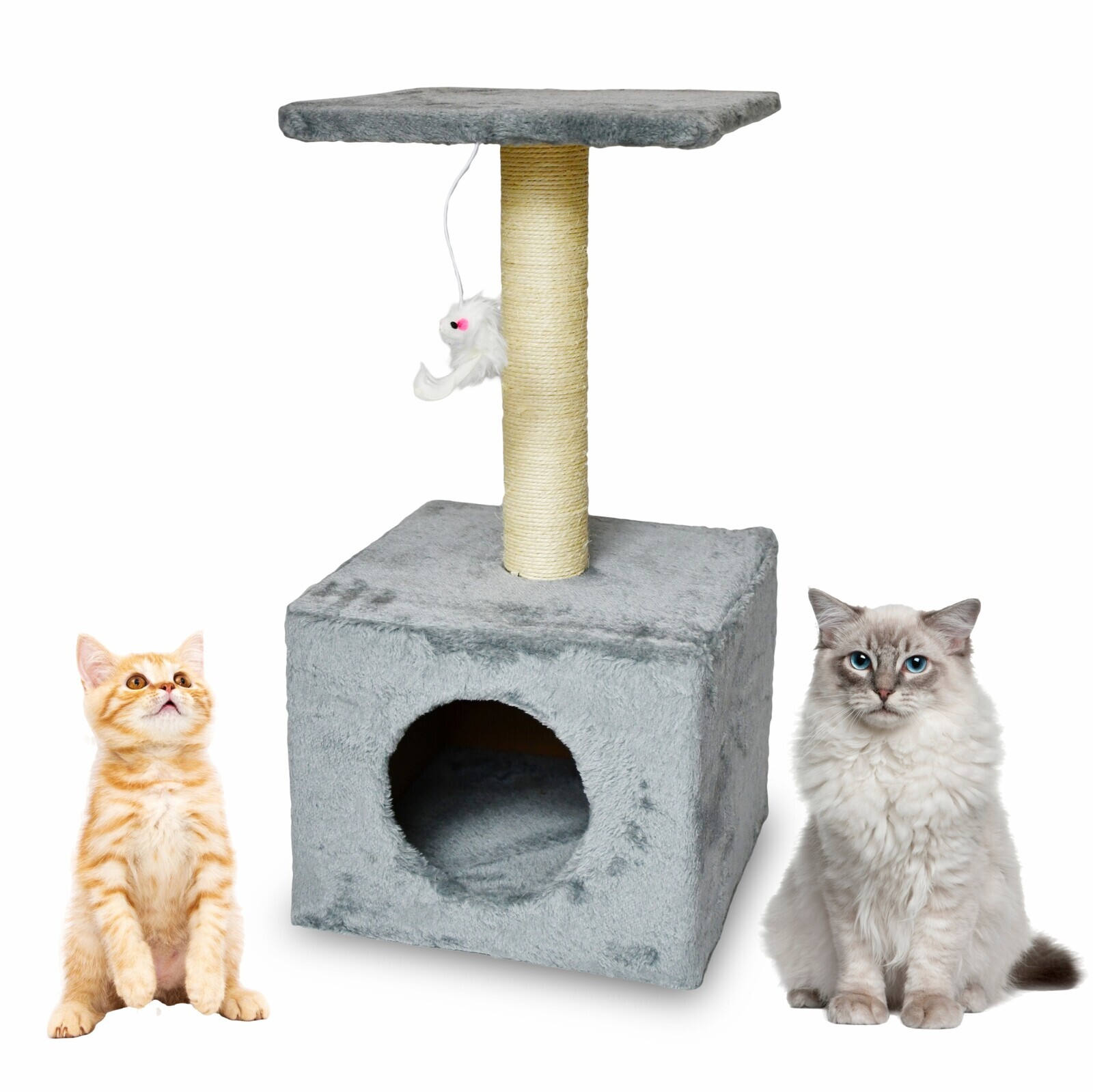 Škrabadlo Pro Kočky Domeček Pelíšek Škrabací Sloupek S Hračkou Platforma