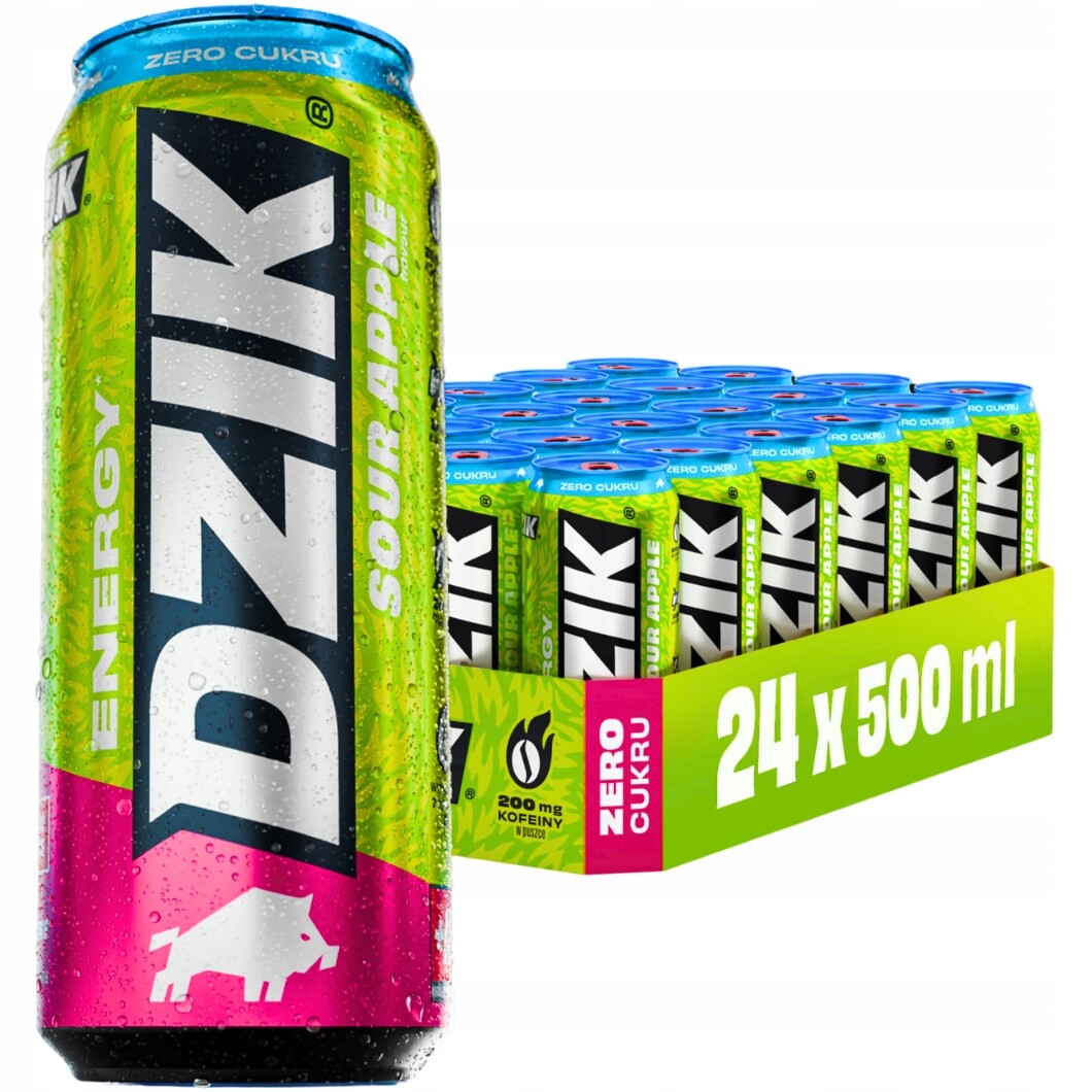 Divoký energy energetický nápoj s příchutí kyselého jablka 500 ml x 24 kusů