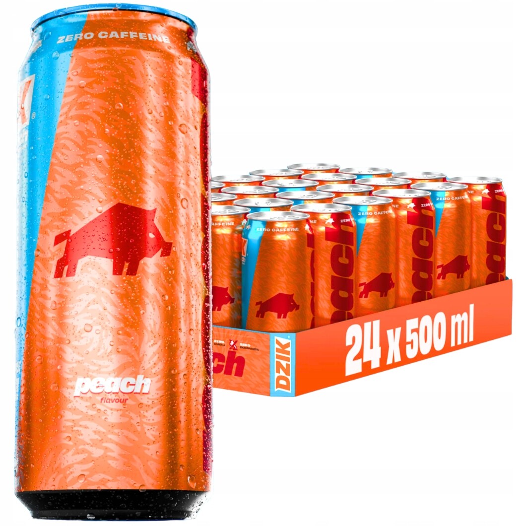 Divoký perlivý nápoj s broskvovou příchutí bez kofeinu 500 ml x 24 kusů