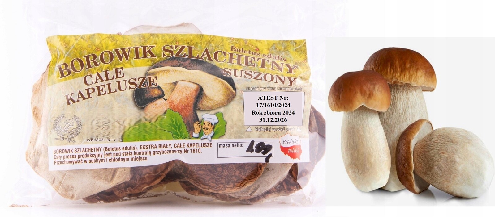 Hříbek Extra Bílé Klobouky 100g Pl Atest 2024 Nová Sklizeň sušené houby