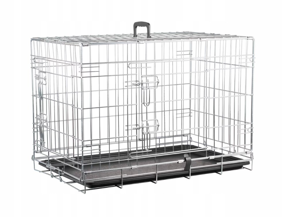 Kovová klec pro psa Flamingo Keo Silver M 47x77x54 cm