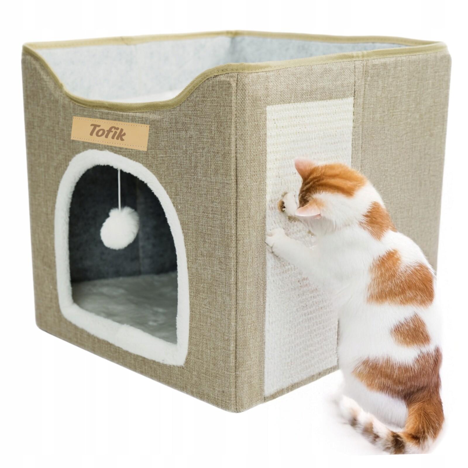 Domeček pelíšek pro kočky s gravírováním Budka potah pelíšek bouda Pohodlná