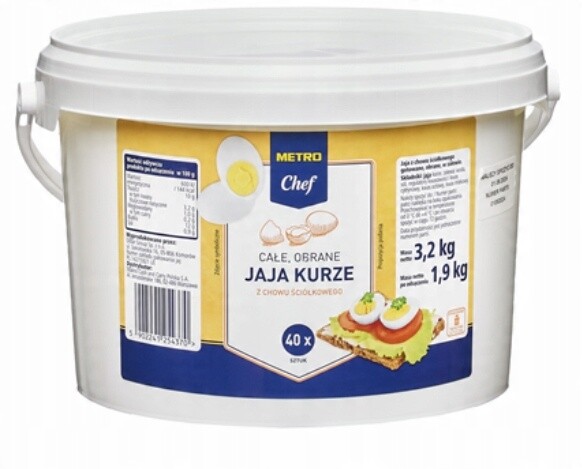 Metro Chef Vařené vejce loupané v nálevu 40 kusů 3,2 kg/1,9 kg