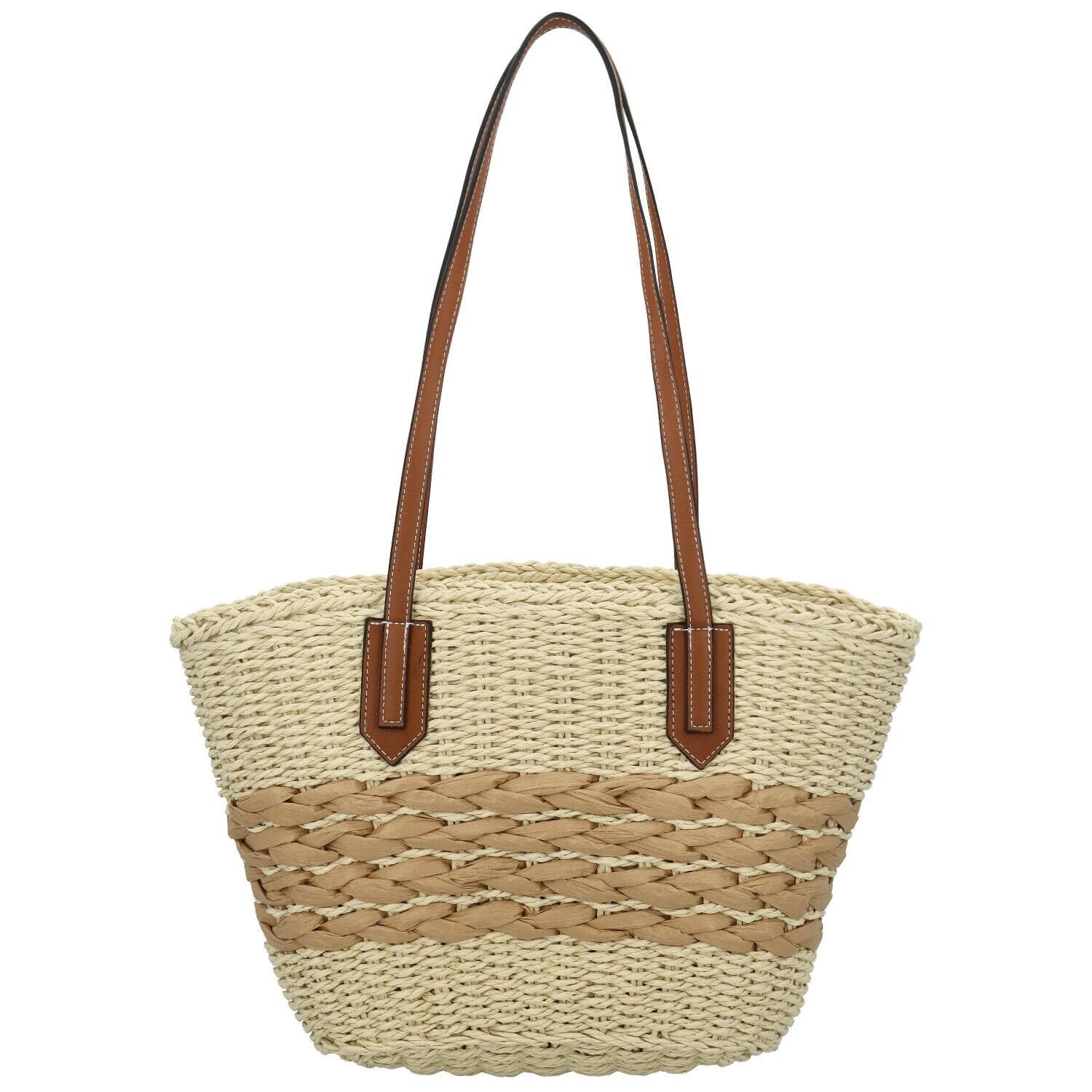 Módní dámská slaměná kabelka na rameno Revekka, krémová