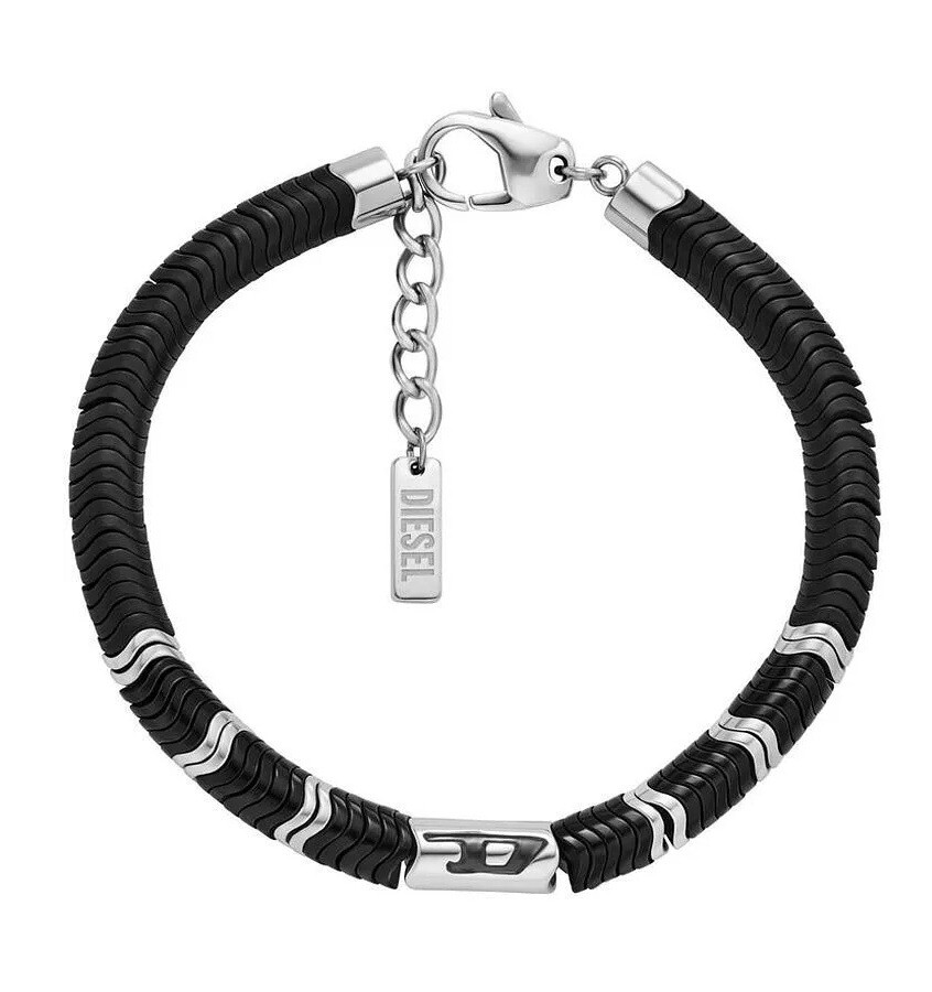 Diesel Stylový ocelový bicolor náramek s hematitem DX1574931