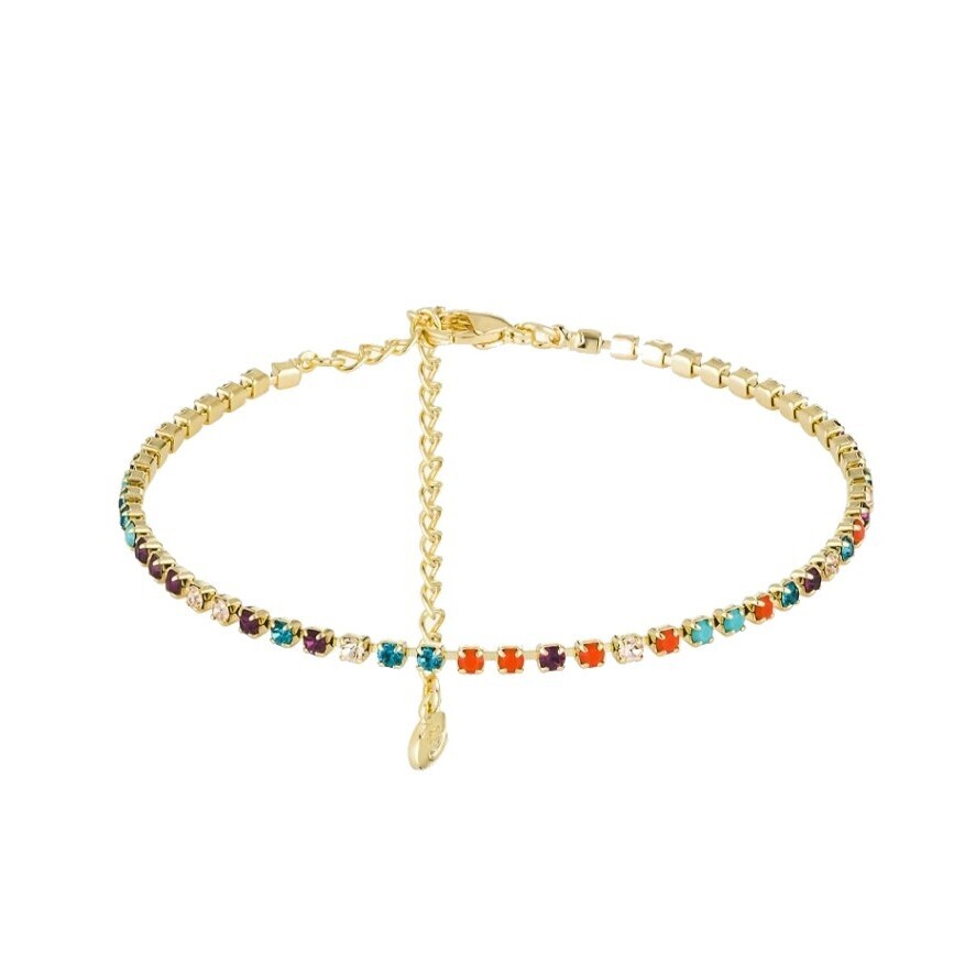 Preciosa Pozlacený náramek s barevným českým křišťálem Preciosa Glowline Royal Lagoon 2571Y70