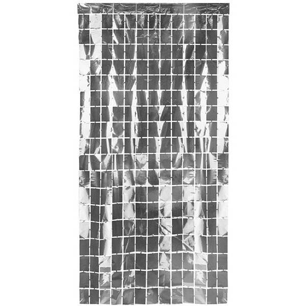 Dekorační fóliový čtvercový závěs stříbrný 100x200