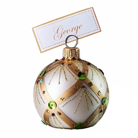 Vánoční jmenovka krémová kamínky