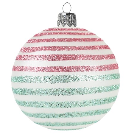 Vánoční koule bílá s proužky