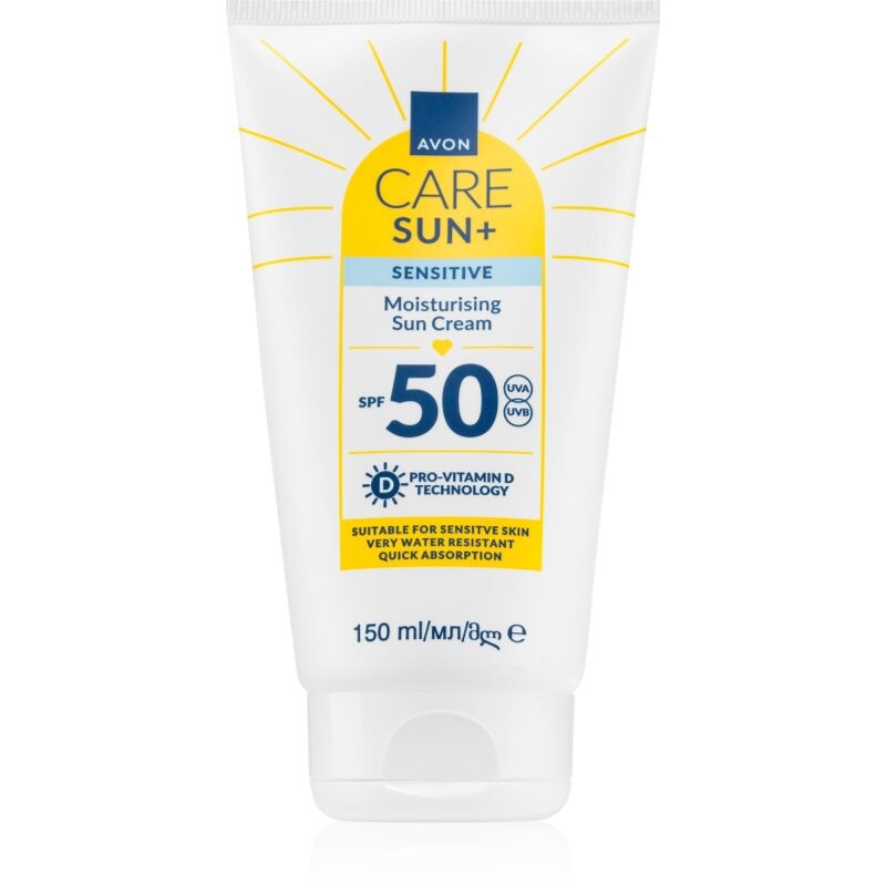 Avon Care Sun + Sensitive hydratační krém na opalování pro citlivou pleť SPF 50 150 ml