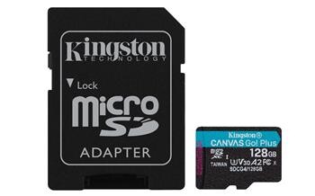 Kingston paměťová karta 128GB microSDXC Canvas Go Plus Gen4 A2 U3 V30 Card + ADP