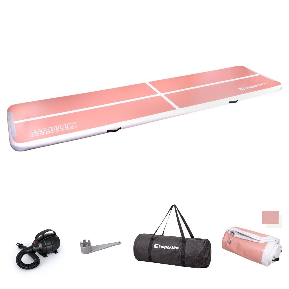 inSPORTline Airstunt 500x100x10 cm korálová růžová s elektrickou pumpou