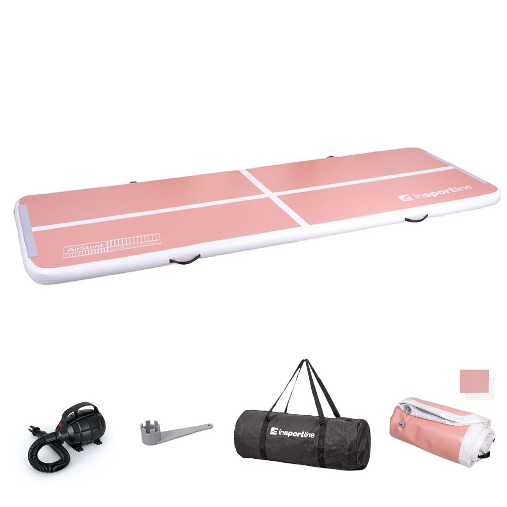inSPORTline Airstunt 400x100x10 cm korálová růžová s elektrickou pumpou