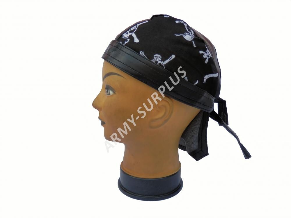 Šátek pirát kožený lebky bílé vzor 3