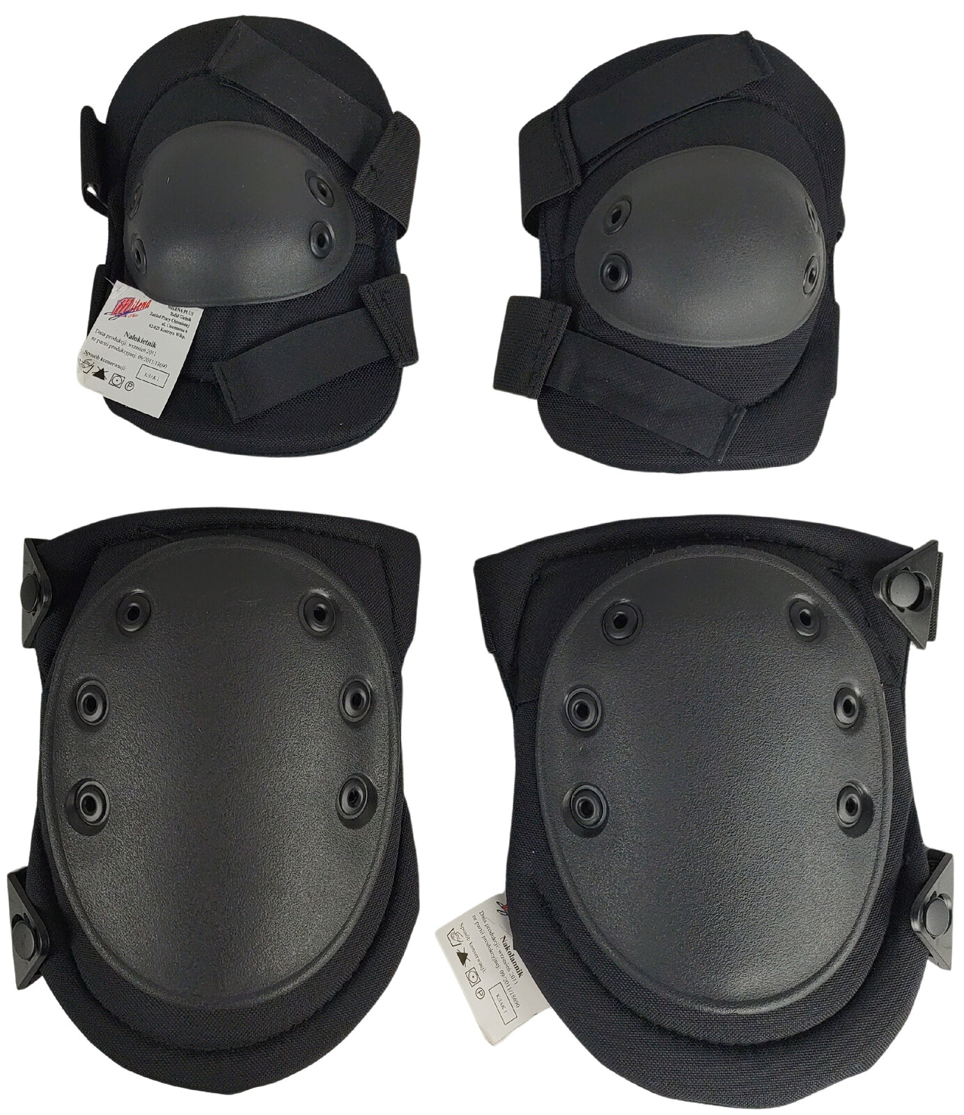 Chrániče kolen a loktů černé set Polsko