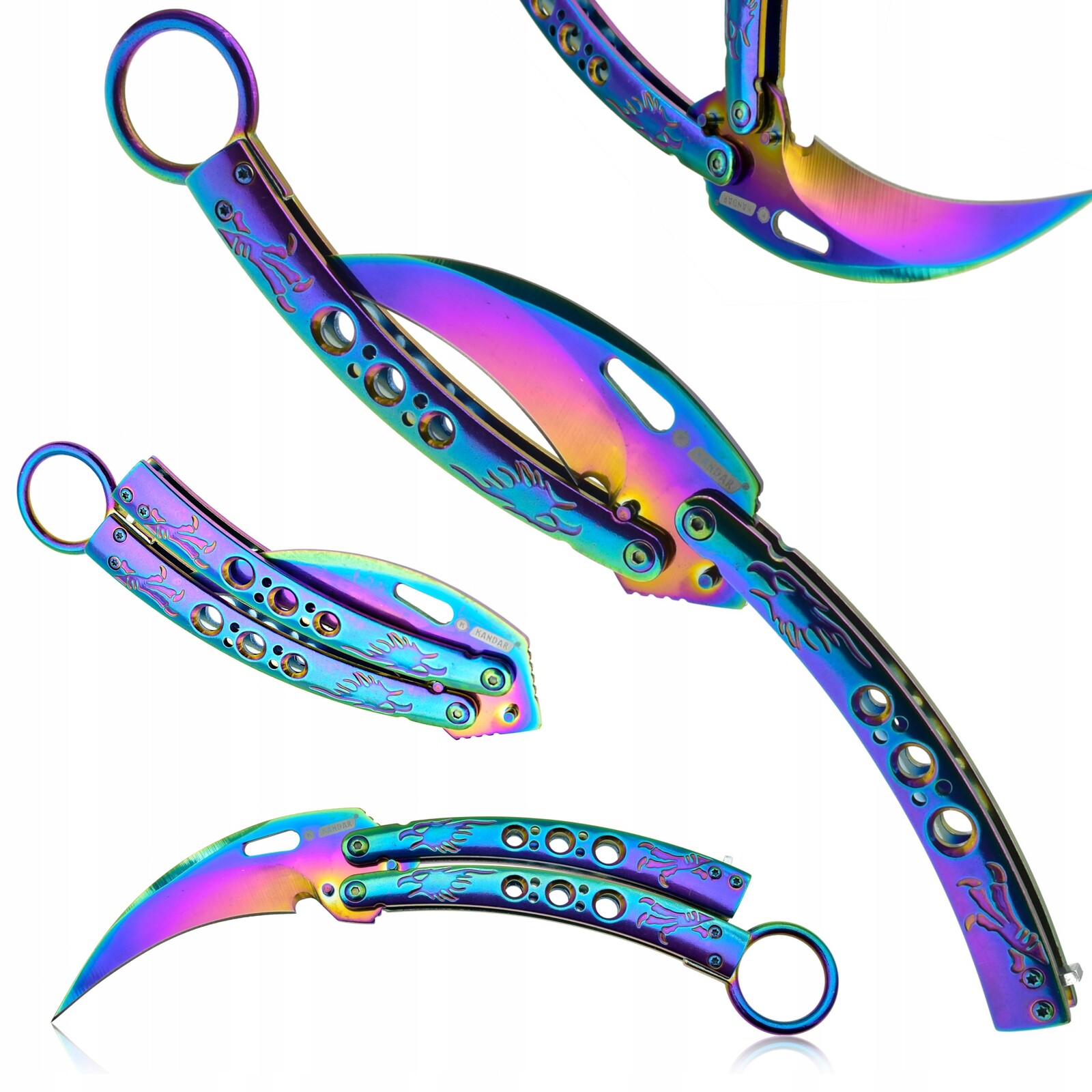 Nůž motýlek Karambit Butterfly Rainbow Kandar® N-161