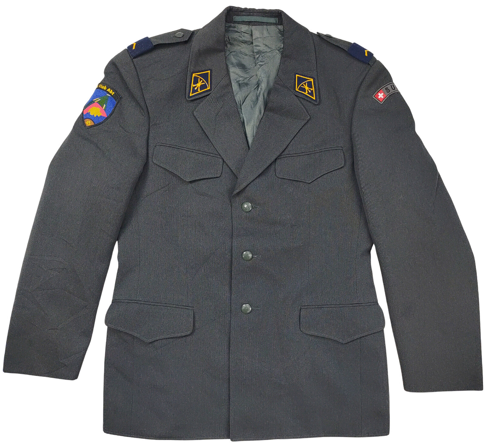 Sako vlněné s nášivkami šedé Švýcarsko (01) Velikost: 50 AA