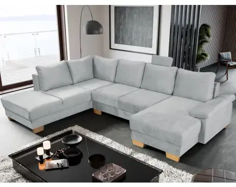 Sedací souprava Chivas, tvar levé U, světle šedá látka