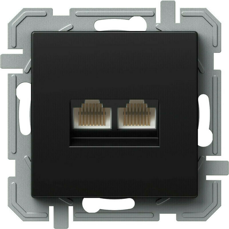 Zásuvka datová TEM Logiq CAT5E 2× RJ45 černá
