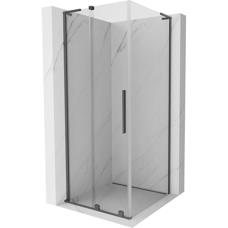 MEXEN/S Velar L sprchový kout, posuvné dveře 90 x 90 cm, transparent, grafit metal 871-090-090-03-95